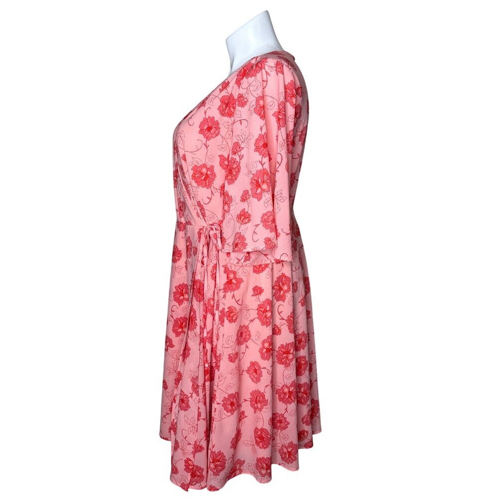 Torrid Women's Coral Floral Print Georgette Wrap Dress, Size 26 - Picture 8 of 12